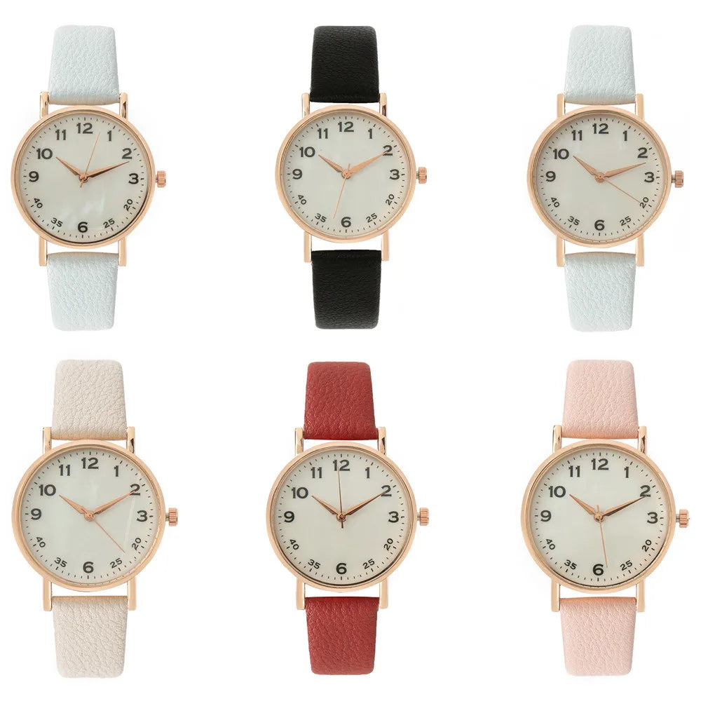 Fashion Ladies Brand Watches Simple Round Digital Hand Women Quartz Watch Casual Leather Strap Clock Gift Wristwatches