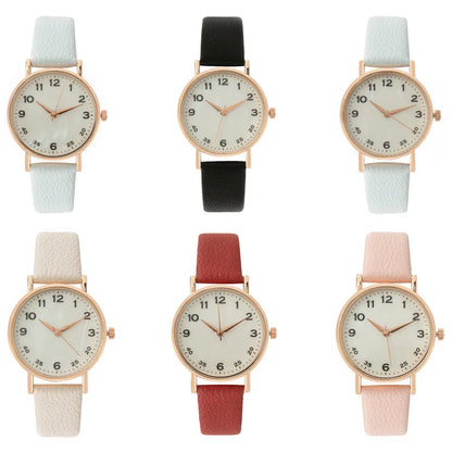 Fashion Ladies Brand Watches Simple Round Digital Hand Women Quartz Watch Casual Leather Strap Clock Gift Wristwatches