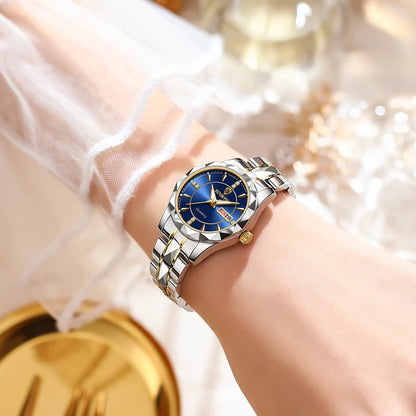 BINBOND Fashion Couple Watches Waterproof Diamond Valentine Day Lover Gift Stainless Steel Watch Men Women Quartz Watch 2pcs