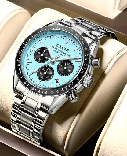 LIGE Top Brand Luxury New Mens Watches Waterproof Luminous Watch for Men Date Chronograph Sport Quartz Man Wristwatches+Box
