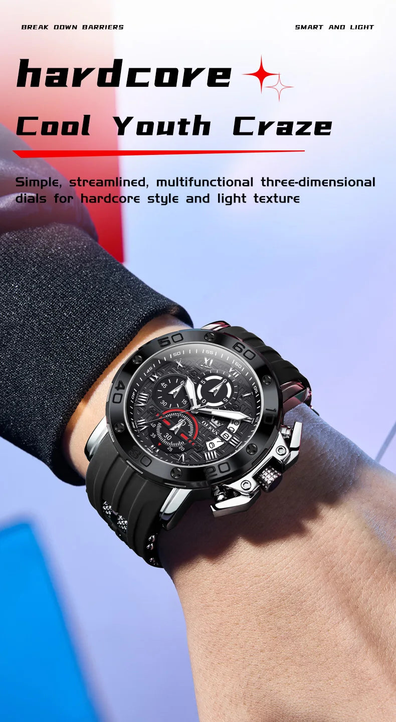 OLEVS Sports Watches For Man Multifunctional Quartz Watch﻿ Waterproof Luminous Date Watches Man Gift Luxury Brand Reloj 9986