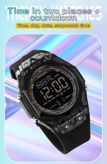 Fashion Women Digital Watches, LED Backlight Design Outdoors Sports Watch Waterproof, Countdown Date Multifunction Wrist watch