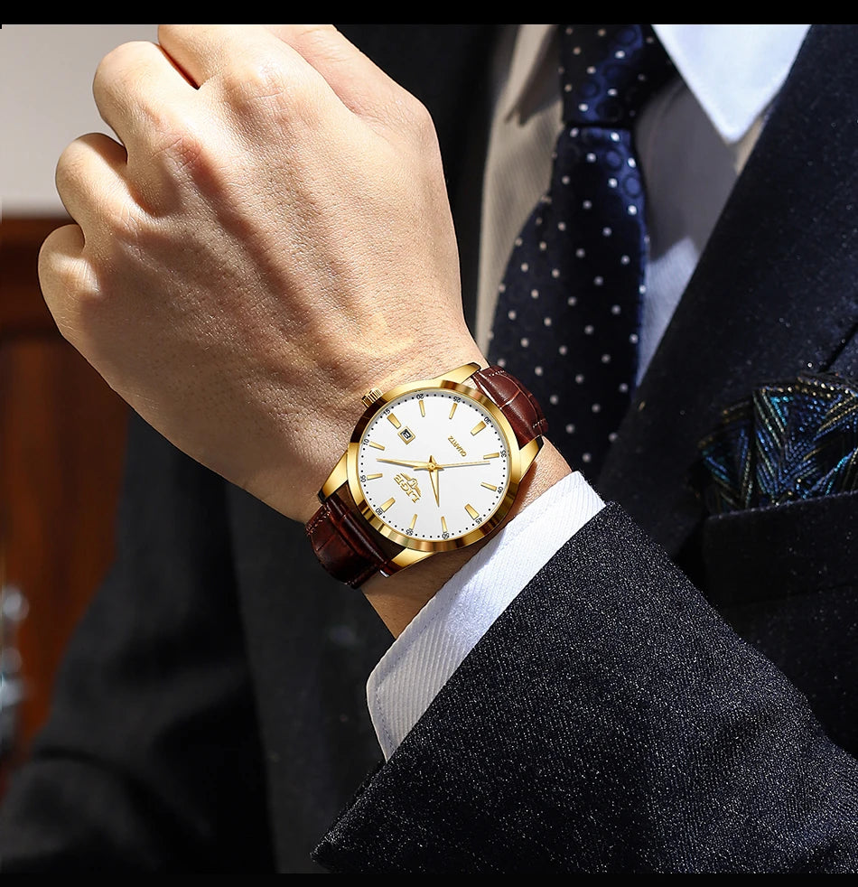 LIGE Fashion Brown Leather Watch Men Military Sports Men's Quartz Wristwatches Casual Waterproof Chronograph Relogios Masculino
