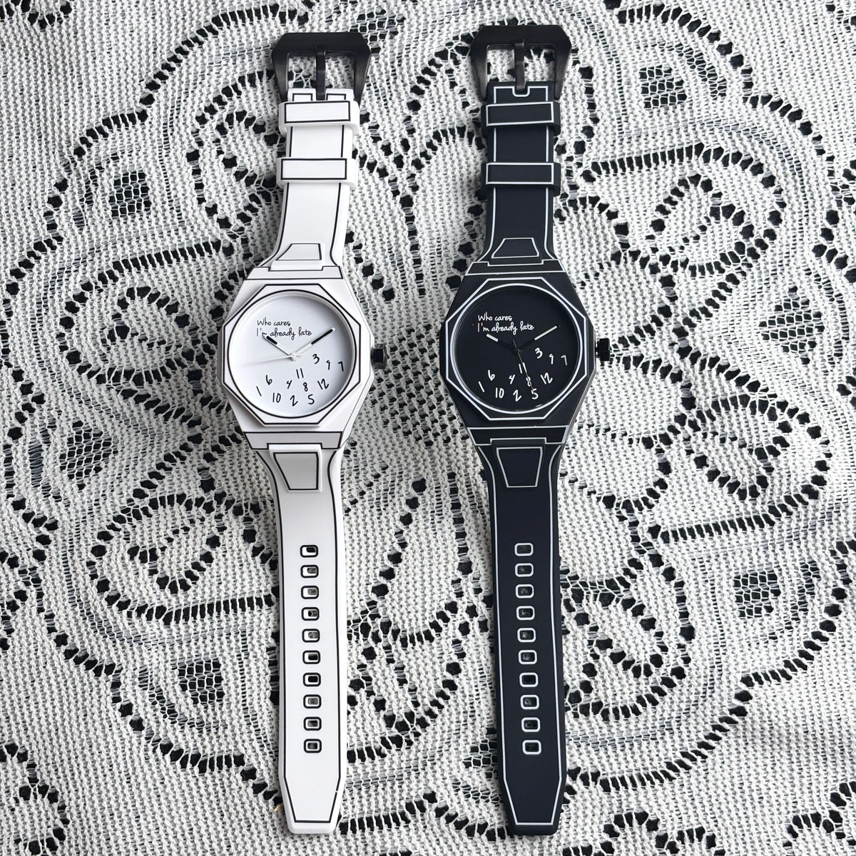 Modern Sketch 2D White Comic Watch Men's Watches Casual Fashion Design for Holiday Gifts Christmas & Halloween Exquisite Gifts