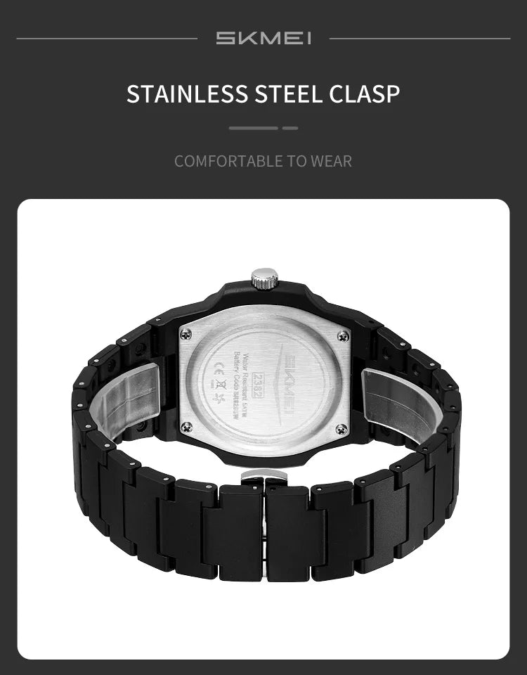 Skmei Bracelet Watches for Mens Analog Display 50M Waterproof Simple Style Quartz Wristwatch