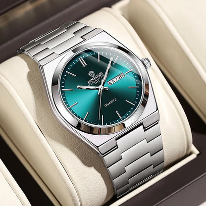 watches for man Light Luxury Brand Stainless Steel Double Calendar Waterproof Male Business Leisure Fashion Quartz Clock Watch