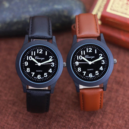 2026 new simple fashion leather strap watches for woman man children boys young students 12hours quartz waterproof watches clock