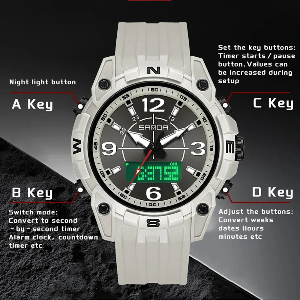 SANDA Sports Watches Men LED Watch New Waterproof Digital Wrist Watches Shockproof Sports Watches for Man Electrionic Clock