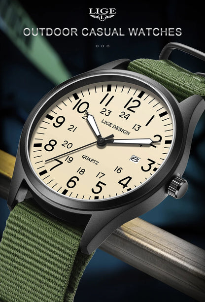 New Fashion LIGE Fashion Man Watch Outdoor Casual Sport Classic Auto Date Waterproof Luminous Quartz Watches Male Wear-resistant