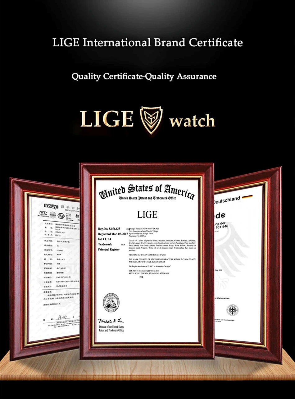 LIGE Top Watches for Men Leather Men Military Sport Waterproof Watch Quartz WristWatch Chronograph Male Clock