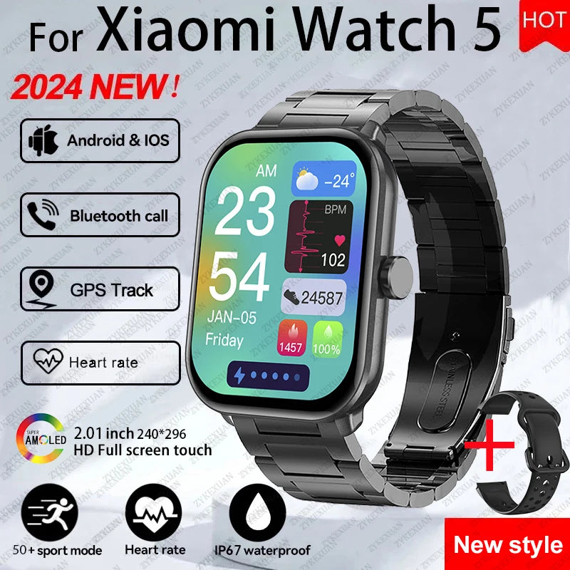 For Xiaomi Watch 5 Global Version Sports Smart Watch Men Women HD AMOLED Screen Heart Rate Call GPS Track Waterproof Smartwatch