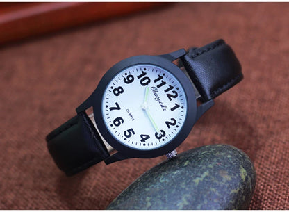 2026 new simple fashion leather strap watches for woman man children boys young students 12hours quartz waterproof watches clock