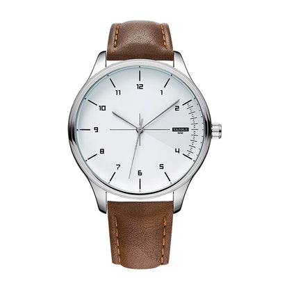 Fashion Men's Watches Top Brand Luxury Metal Case Quartz Wrist Watches Simple Casual Leather Belt Mens Watch Clock Reloj Hombre