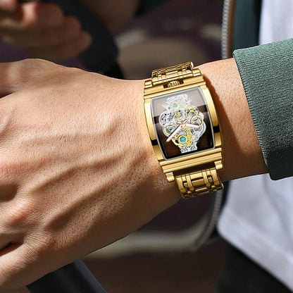 Hot Fashion Men Watch Top Brand Luxury Business Quartz Mens Watches Waterproof Hollow Out Wristwatch Men Gold Relogio Masculino