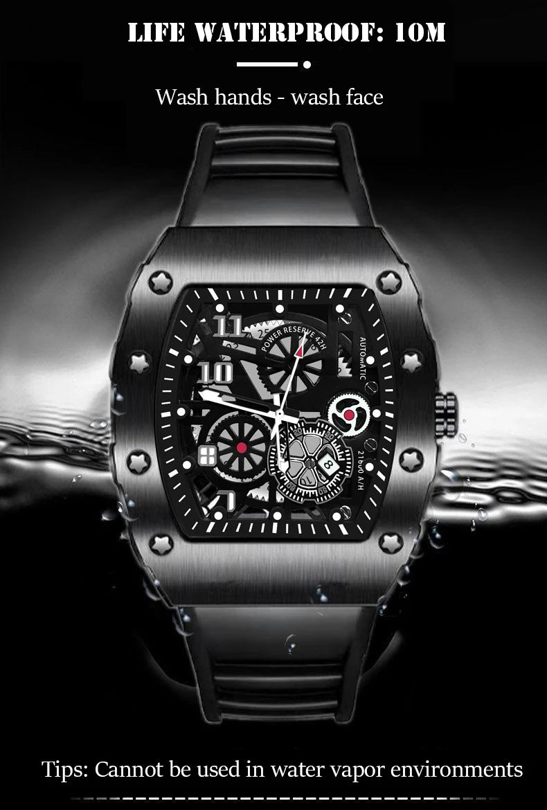 Men's Watch Sports Brand Fashion Trend Fully Automatic Quartz Wristwatch Hollow Waterproof Black Warrior Male Clock Watches