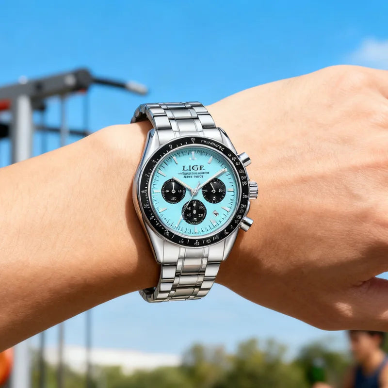 LIGE Top Brand Luxury New Mens Watches Waterproof Luminous Watch for Men Date Chronograph Sport Quartz Man Wristwatches+Box