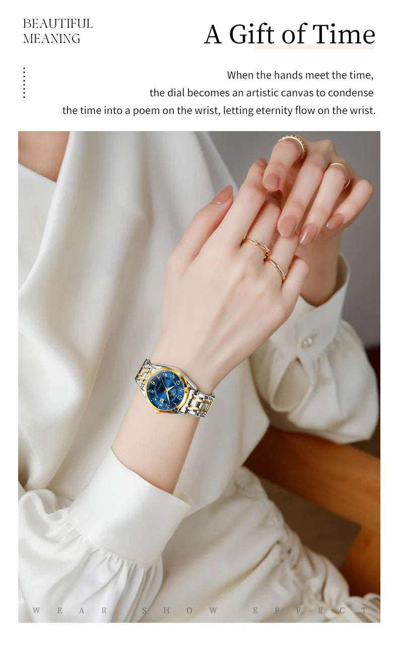 OLEVS 3666 Couple Watch Luxury Original Fashion Brand Waterproof Luminous Quartz Watch Man And Woman Watches Calendar Design