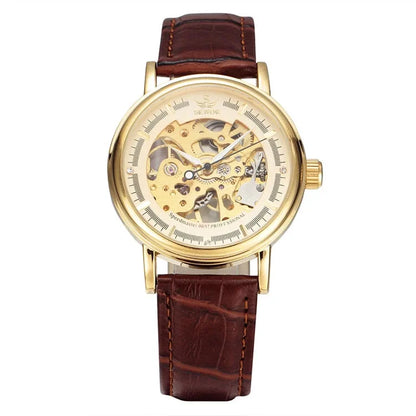 Fashion Men Mechanical Wristwatch, PU Leather Band, Mineral Reinforced Glass Mirror,BusinessCasual Male Wrist Watch forDaily Use