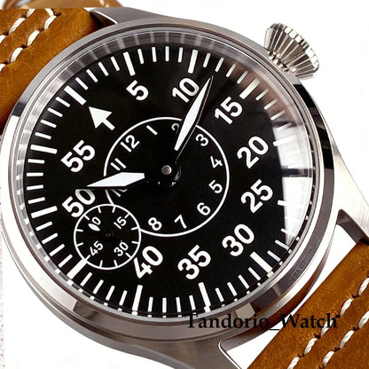 42mm Pilot Watches Retro Hand-wind Mechanical Wristwatch for Men Black Blue Green Luminous Asia 6497 ST3600 Sapphire Crystal