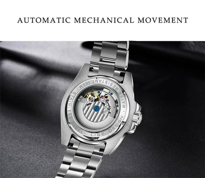 LIGE Top Brand Vintage Mechanical Watches Men Fashion Business Luxury Mens Watch Waterproof Luminous Automatic Wristwatch Reloj