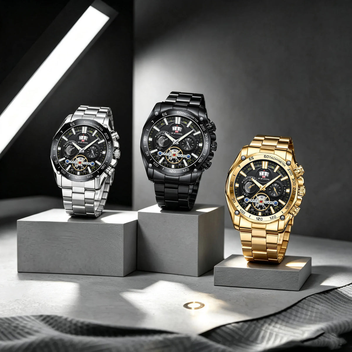 Relogio Masculino Top Brand Mens Luxury Business Watch Big Dial Stainless Steel Luminous Hands Clock Chic Waterproof Wristwatch