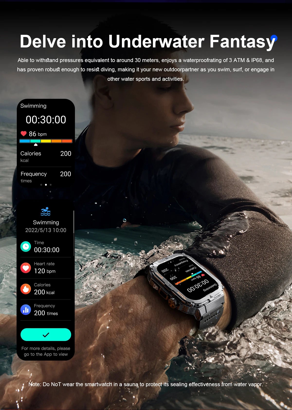 2026 New Men's Smart Watch LED Flashlight IP68 waterproof Outdoor Sports Watch Health Monitoring Fitness tracker for IOS Android
