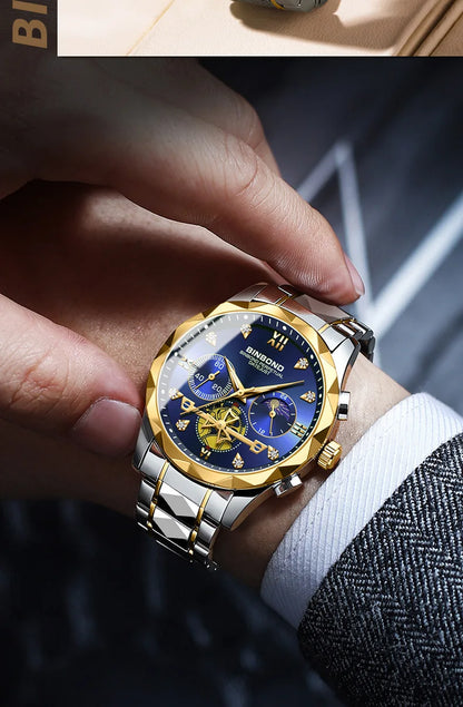 Multi Functional Quartz Watch, Versatile and Trendy Watch, Six Needle Timing, Casual and Trendy Men's Tungsten Steel Color