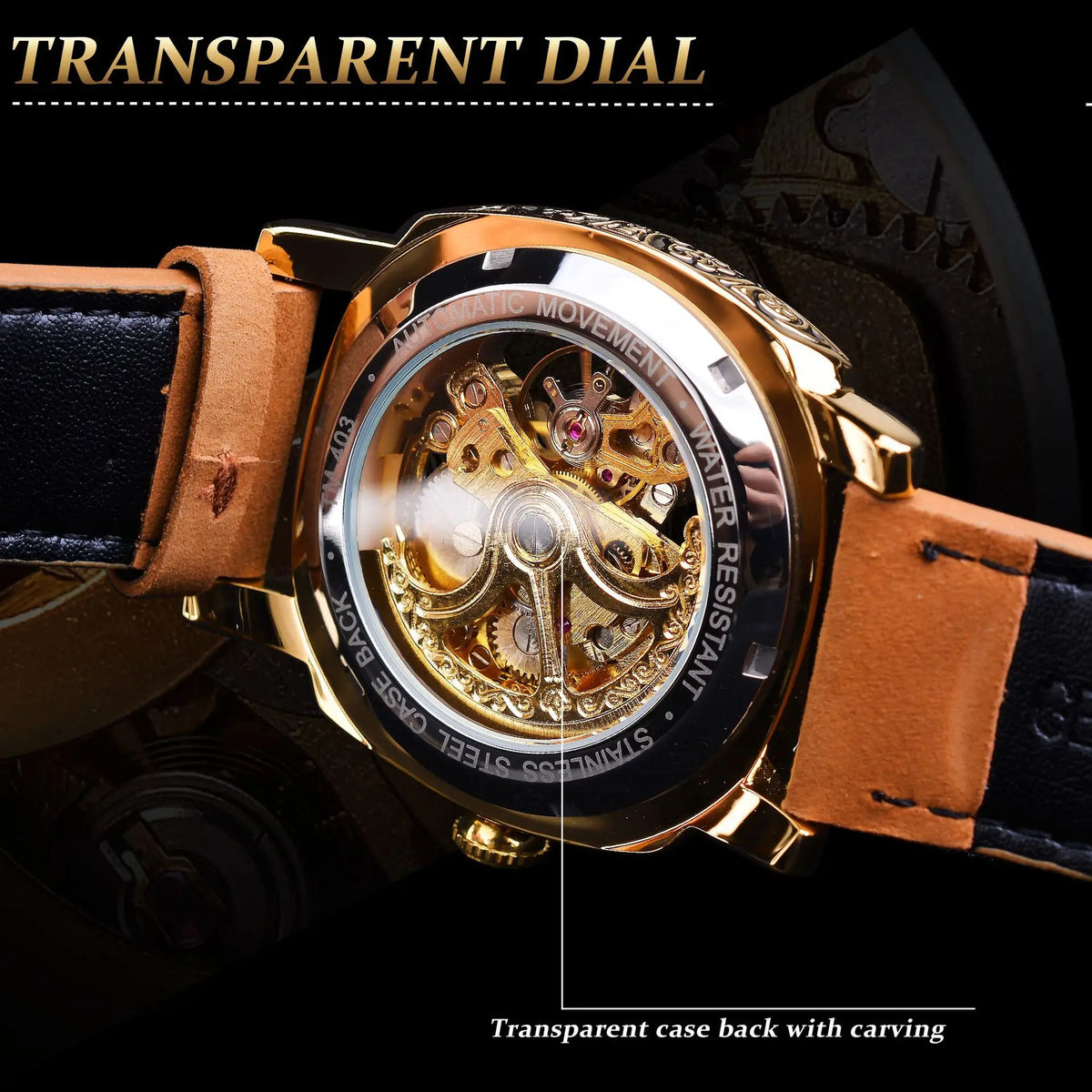 FORSINING Watches for Men Hollow Fully Automatic Mechanical Watch Luminous Waterproof Clock Leather Strap Men Watch Reloj Hombre