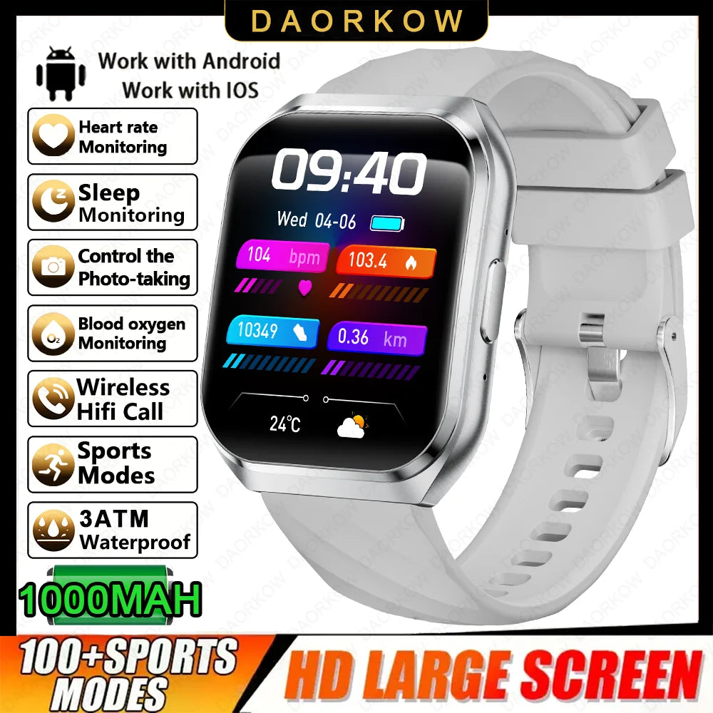 2026 NEW Smart Watch 1000mAh Large Battery Sports Modes Tracker Heart Rate Bluetooth Call 1.83'' HD Screen Waterproof GPS Woman