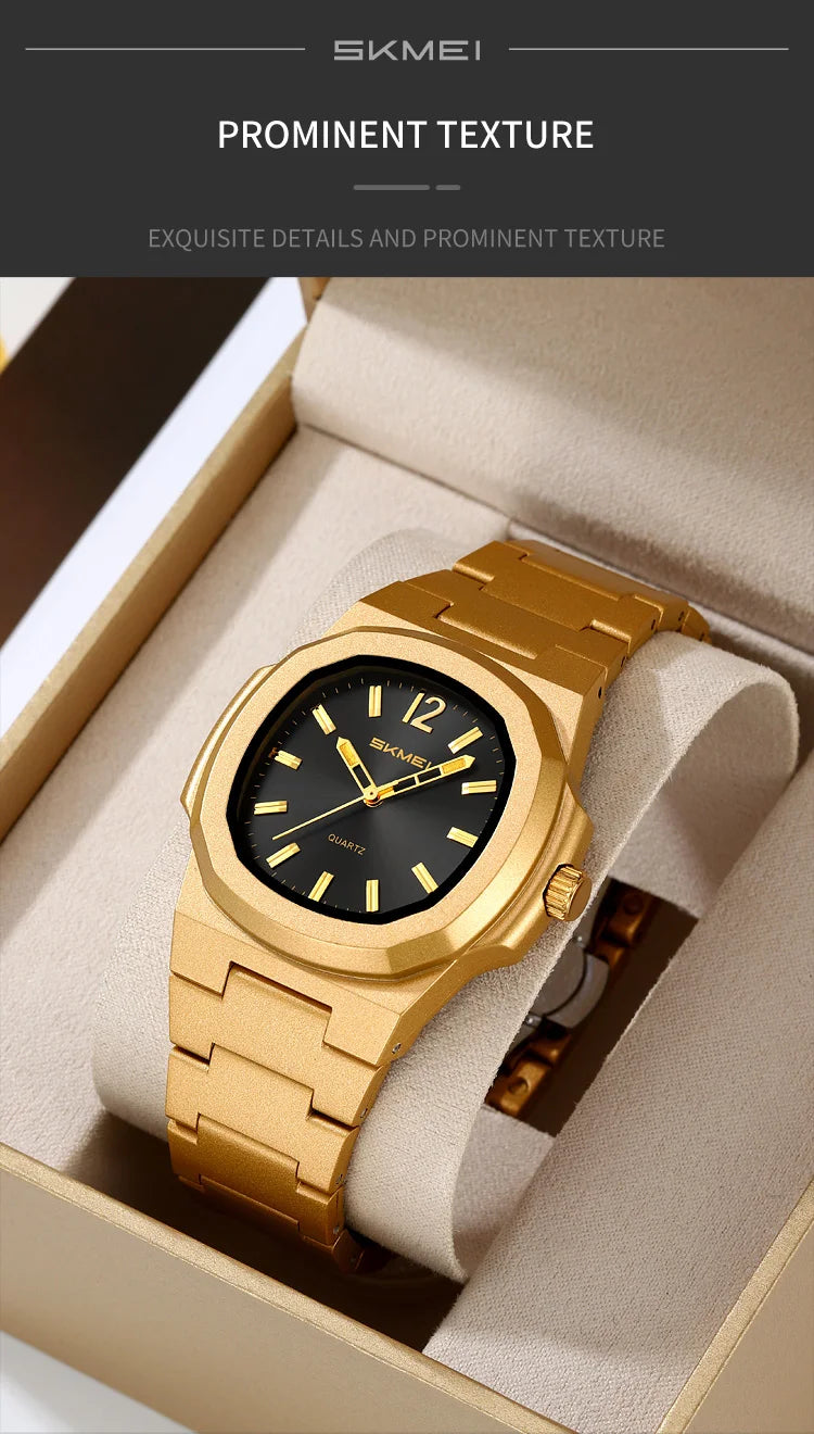 Skmei Bracelet Watches for Mens Analog Display 50M Waterproof Simple Style Quartz Wristwatch