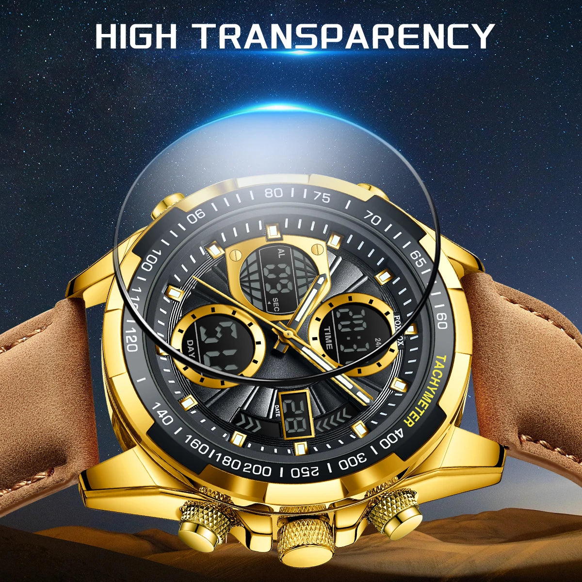 LIGE Top Watches for Men Leather Men Military Sport Waterproof Watch Quartz WristWatch Chronograph Male Clock