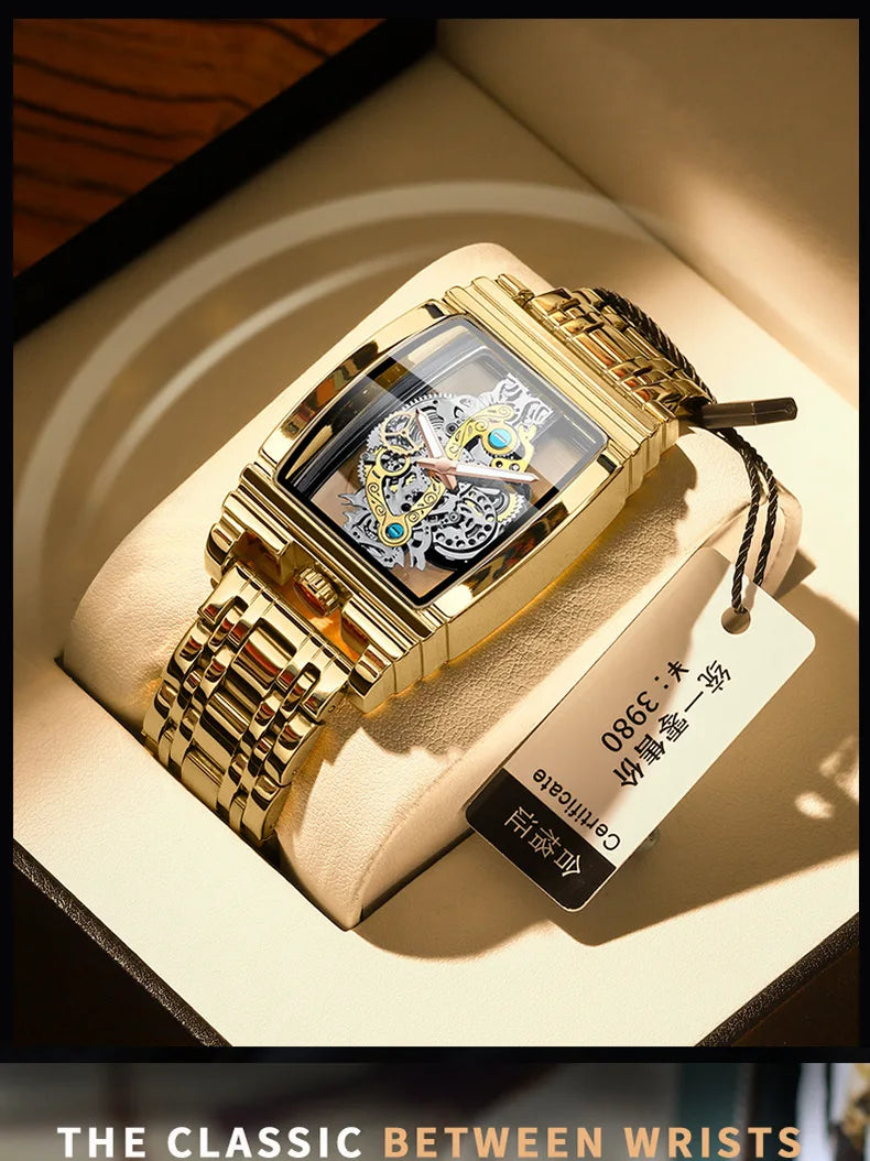 Hot Fashion Men Watch Top Brand Luxury Business Quartz Mens Watches Waterproof Hollow Out Wristwatch Men Gold Relogio Masculino