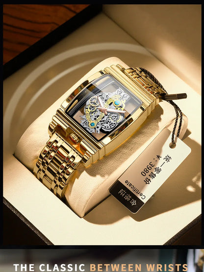 Hot Fashion Men Watch Top Brand Luxury Business Quartz Mens Watches Waterproof Hollow Out Wristwatch Men Gold Relogio Masculino