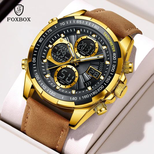 LIGE Top Watches for Men Leather Men Military Sport Waterproof Watch Quartz WristWatch Chronograph Male Clock