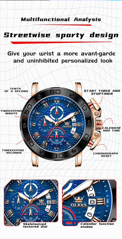OLEVS Sports Watches For Man Multifunctional Quartz Watch﻿ Waterproof Luminous Date Watches Man Gift Luxury Brand Reloj 9986