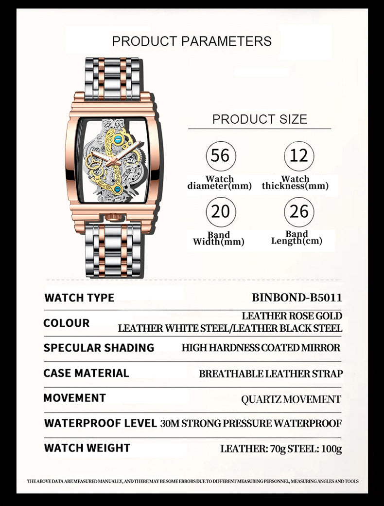 Hot Fashion Men Watch Top Brand Luxury Business Quartz Mens Watches Waterproof Hollow Out Wristwatch Men Gold Relogio Masculino