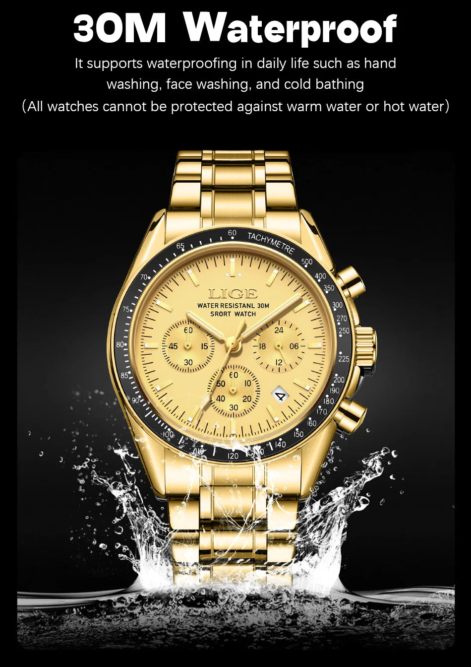 LIGE Top Brand Luxury New Mens Watches Waterproof Luminous Watch for Men Date Chronograph Sport Quartz Man Wristwatches+Box