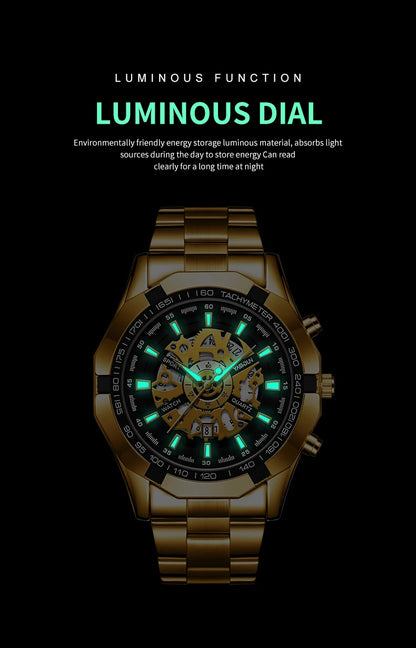 2026 Mens Quartz Watches Top Brand Luxury Stainless Steel Waterproof Hollow Out Big Male Wristwatches Relogio Masculino