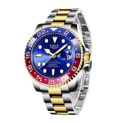 LIGE Fashion Luxury Couple Watches Quartz Watches Waterproof Stainless Steel Watch Valentine Gift Love Watch Relogio Masculino