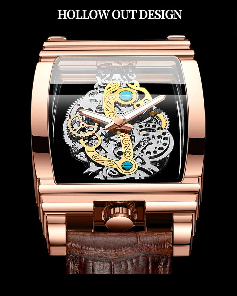 Hot Fashion Men Watch Top Brand Luxury Business Quartz Mens Watches Waterproof Hollow Out Wristwatch Men Gold Relogio Masculino