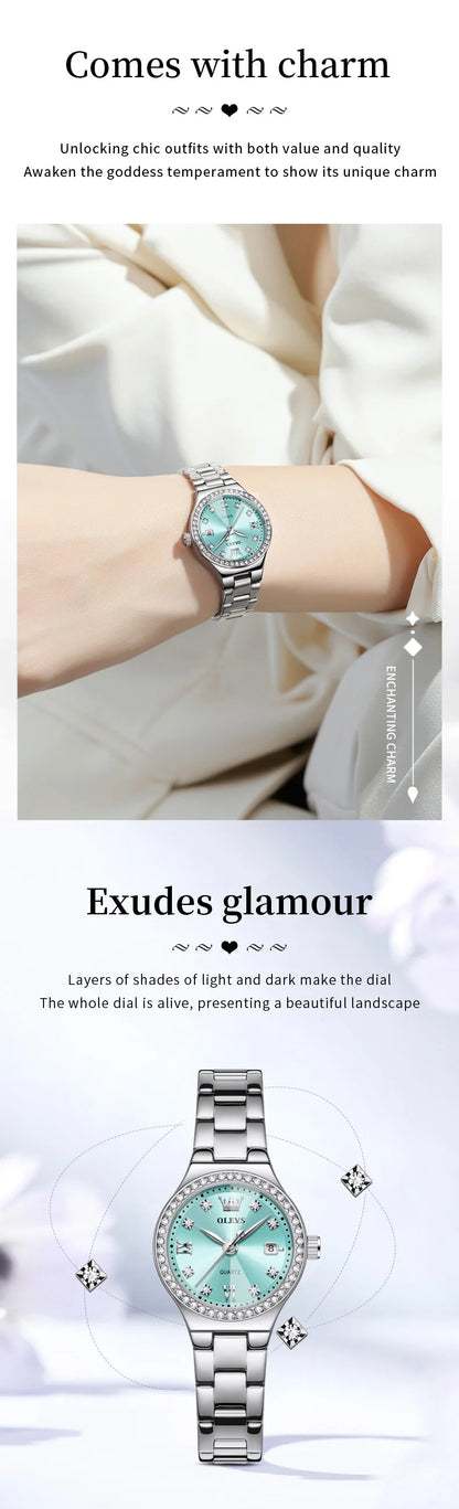 OLEVS 2026 New Women's Wristwatch Elegant Luxury Quartz Watch For Women Fashion Waterproof Watches Stainless Steel Ladies Clock