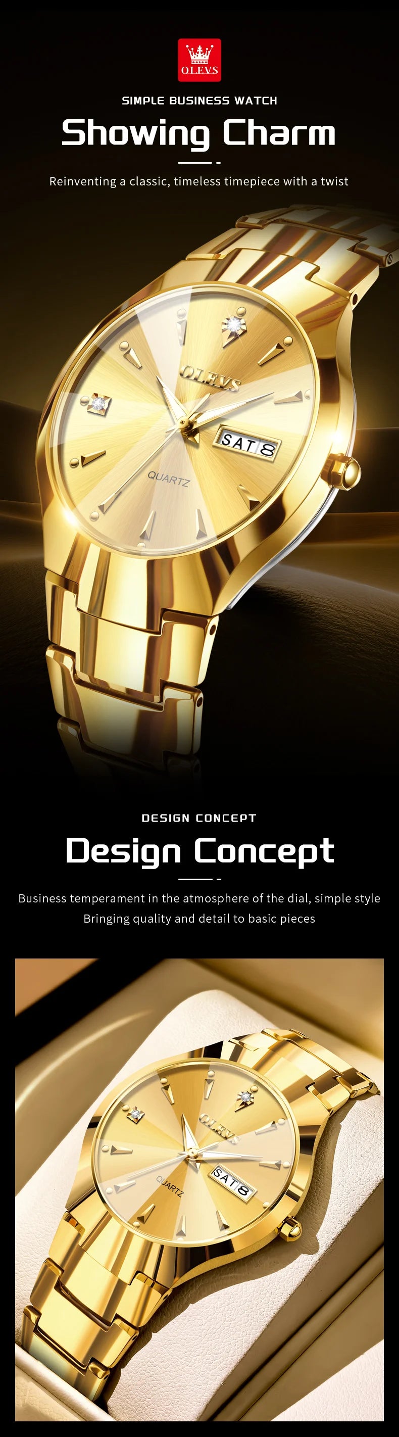 OLEVS Brand Watch Hot Selling Waterproof Tungsten Steel Men's Watch 8697