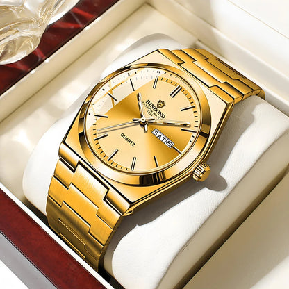 watches for man Light Luxury Brand Stainless Steel Double Calendar Waterproof Male Business Leisure Fashion Quartz Clock Watch