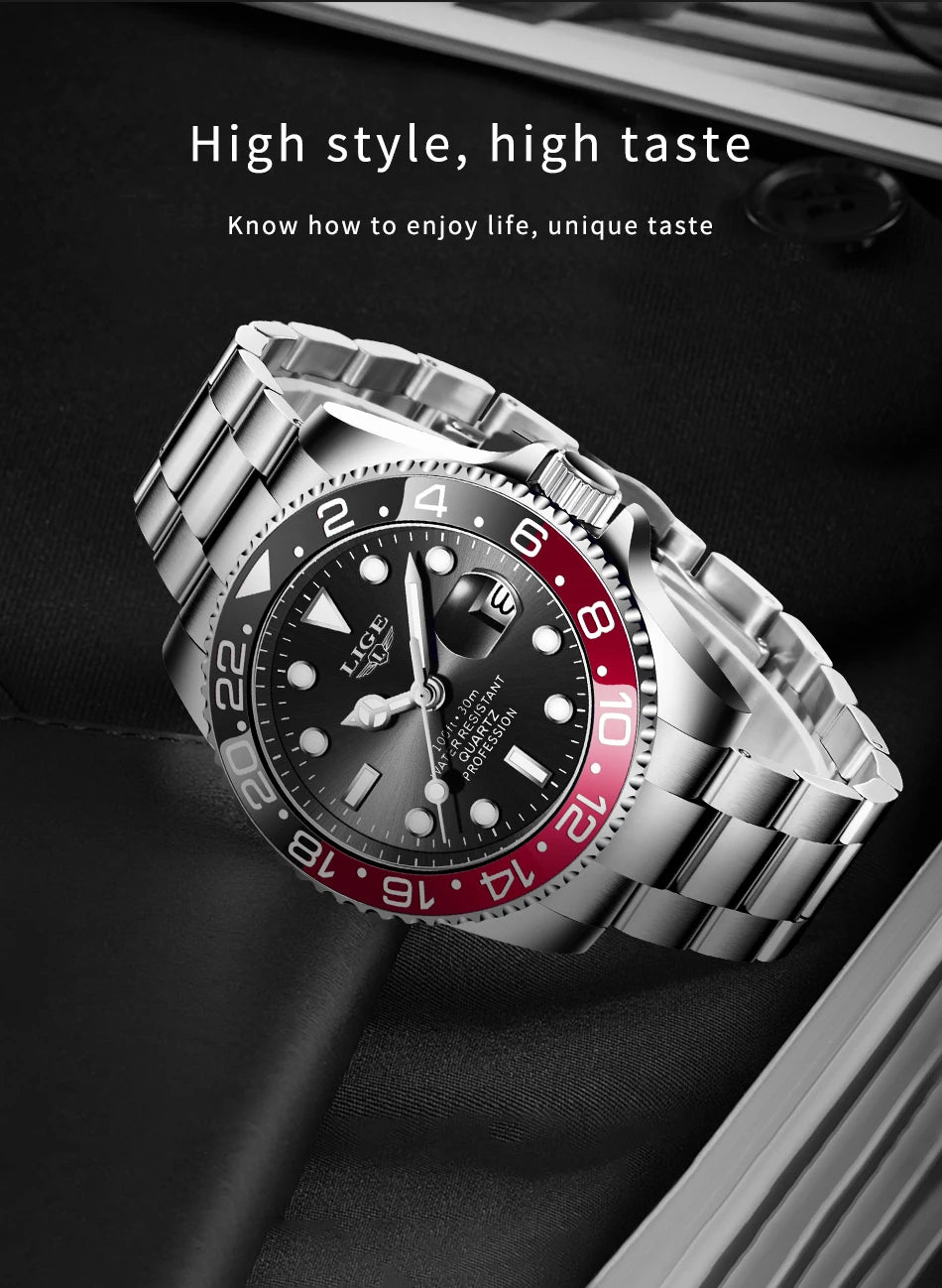 LIGE Fashion Luxury Couple Watches Quartz Watches Waterproof Stainless Steel Watch Valentine Gift Love Watch Relogio Masculino