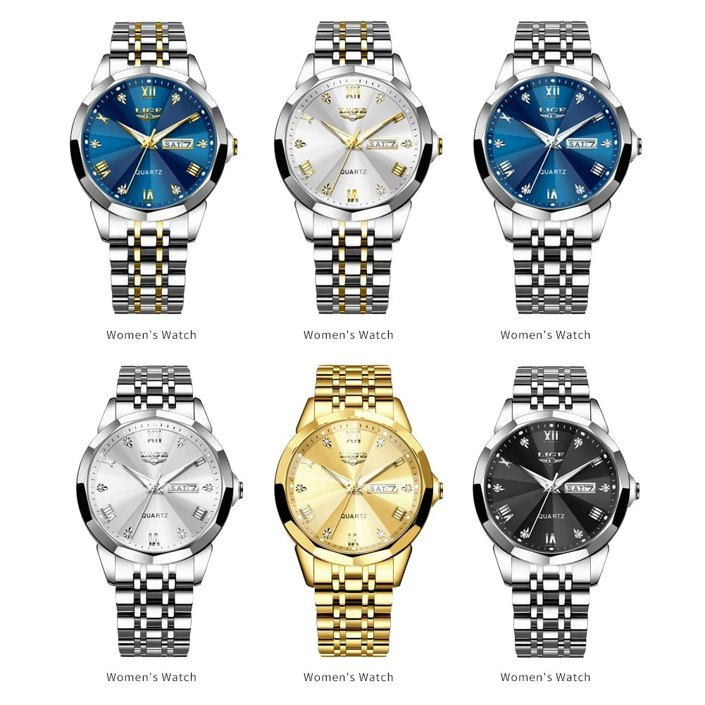 LIGE Top Brand New Fashion Women Watches Ladies Luxury Creative Steel Women Bracelet Watches Female Quartz Waterproof Watch Gift
