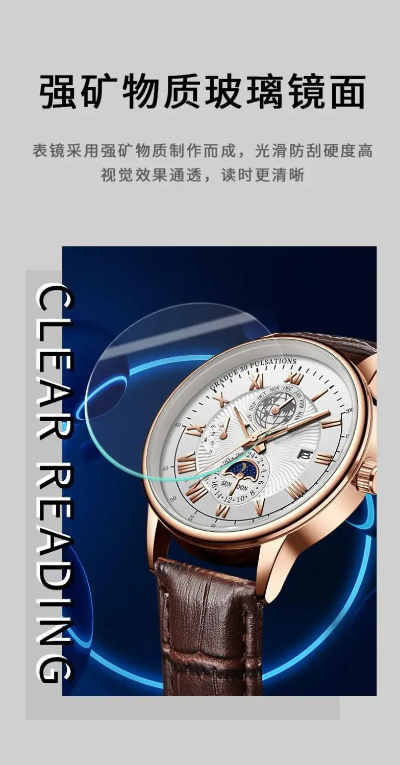 2024 Men Watch Fashion Top Luxury Sport Men's Wristwatch Waterproof Luminous Leather Date Quartz Watches Man Clock