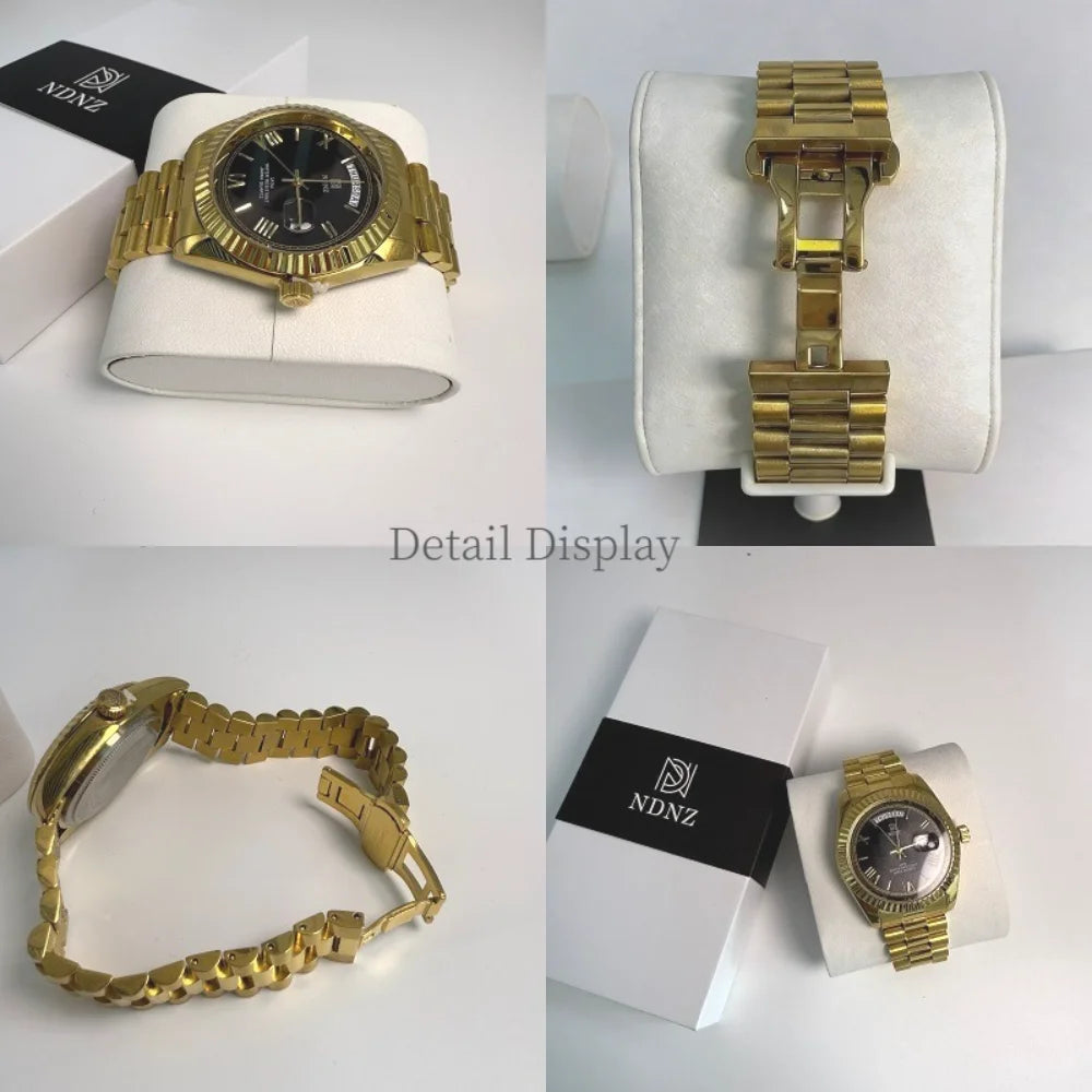 Fashionable waterproof couple's wristwatch, men business quartz watch, date and timing function, steel strap, Japanese movement