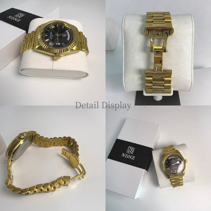 Fashionable waterproof couple's wristwatch, men business quartz watch, date and timing function, steel strap, Japanese movement