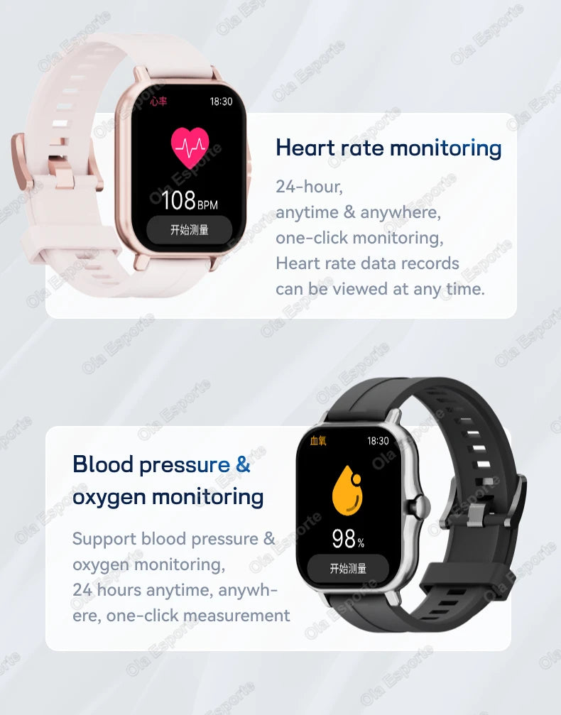 Smart Watch 1.83" Hd Screen Bluetooth Call Heart Rate Blood Oxygen Health Monitor Sports Smartwatch Women Men Holiday Gifts Ht30