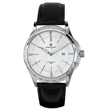 Genuine Men Wristwatch Business Sweep Movement Folding Fan Pattern Handsome Watches high-quality Leather Strap Clock  Has box
